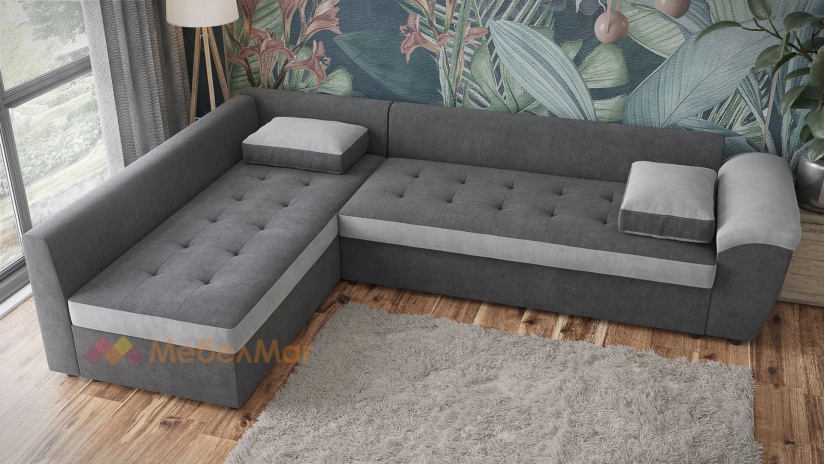 Ъглов диван Анкона с посока тъмно сив със силвър - изглед 4