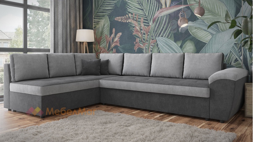 Ъглов диван Анкона с посока тъмно сив със силвър - изглед 2