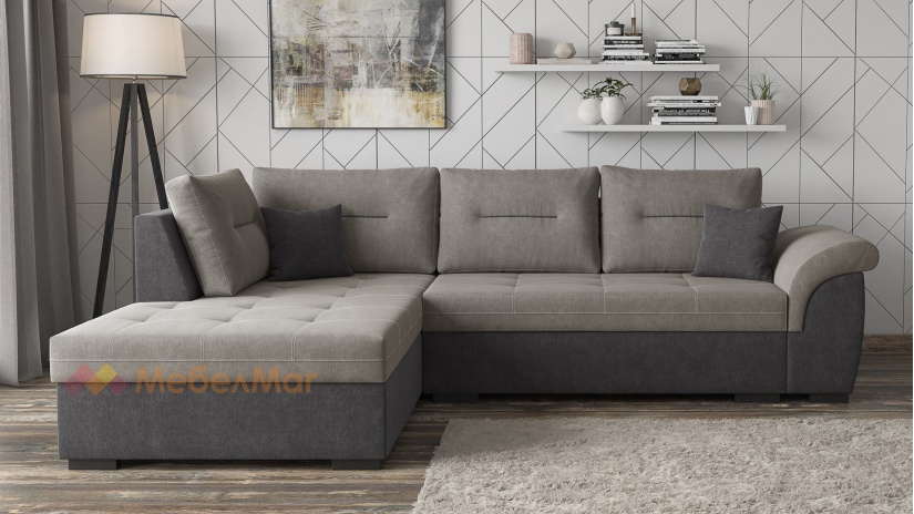 Ъглов диван Астерикс с посока графит със сиво - изглед 1