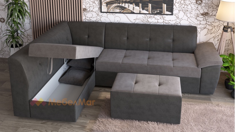 Ъглов диван Астра с посока графит със сиво - изглед 2