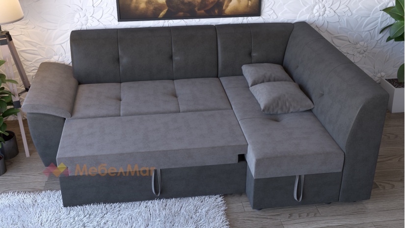 Ъглов диван Астра мини с посока графит със сиво - изглед 3