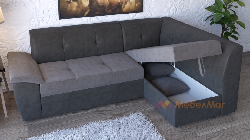 Ъглов диван Астра мини с посока графит със сиво - изглед 2