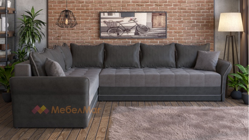 Ъглов диван Бени с посока графит със сиво - изглед 1