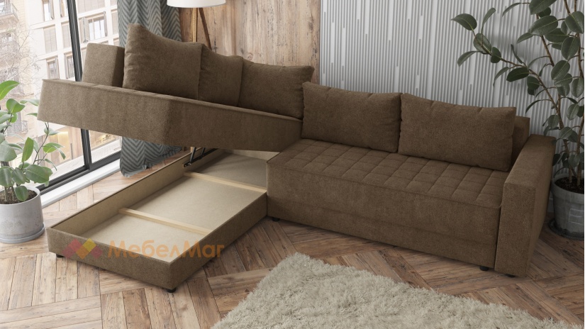 Ъглов диван Били с посока кафяв - изглед 3