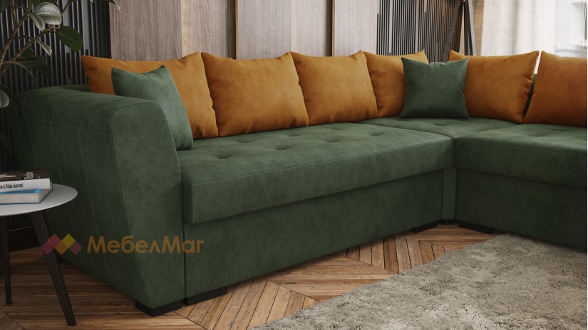 Ъглов диван Бирмингам с посока зелен с горчица - изглед 3