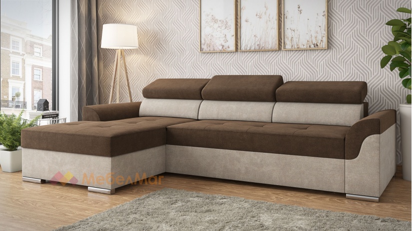 Ъглов диван Болеро с посока кафяв с бежово - изглед 2
