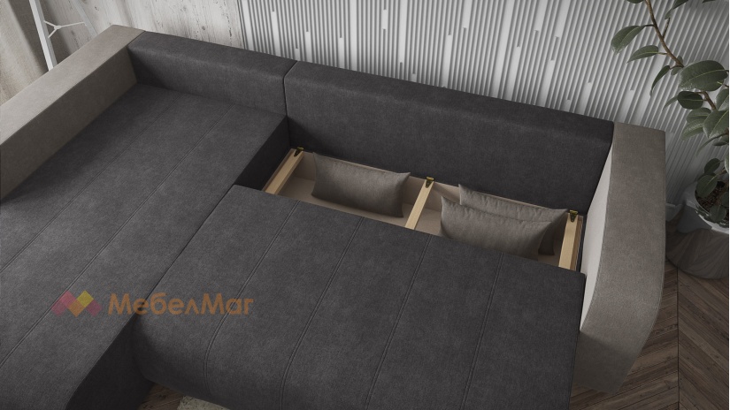 Ъглов диван Бруклин с посока тъмно сив със сиво - изглед 3