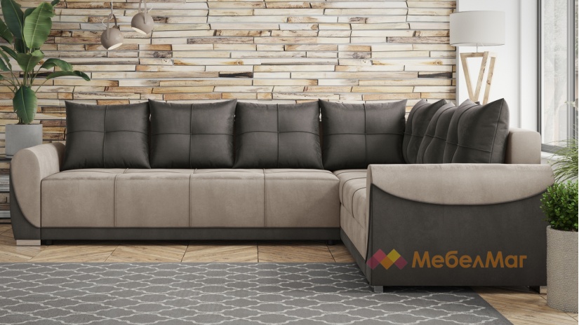 Ъглов диван Темпо с посока сив с графит - изглед 2