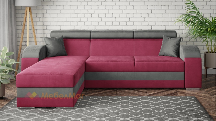 Ъглов диван Калипсо с посока бордо с графит - изглед 1