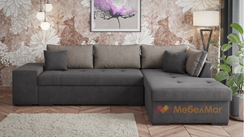 Ъглов диван Кристина с посока графит със сиво - изглед 2