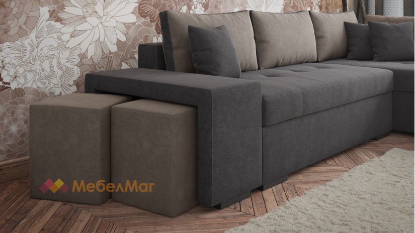 Ъглов диван Кристина с посока графит със сиво - изглед 3