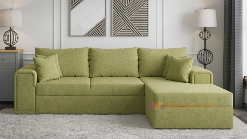 Ъглов диван Линеа с посока зелен - изглед 2