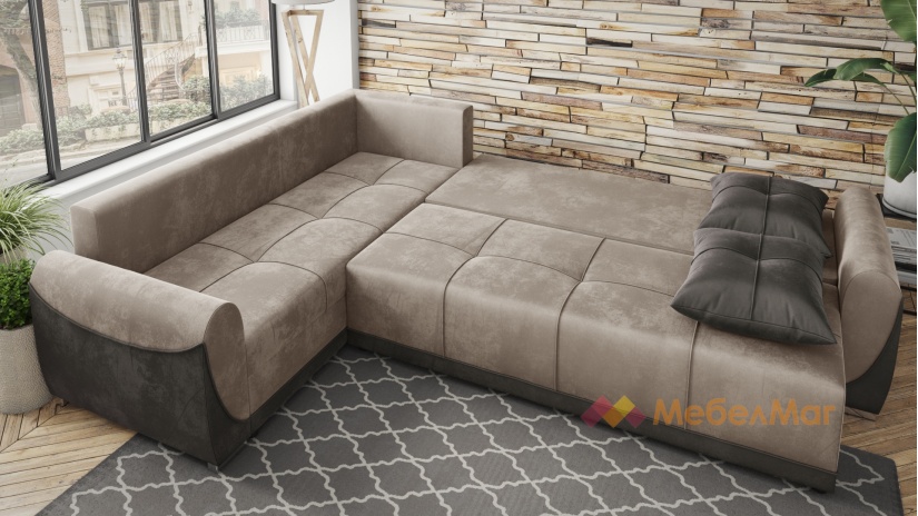 Ъглов диван Темпо с посока сив с графит - изглед 5