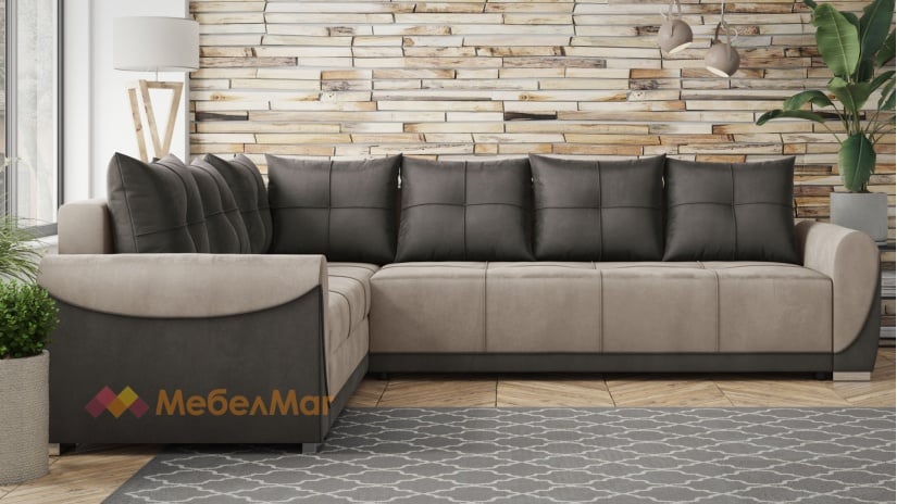 Ъглов диван Темпо с посока сив с графит - изглед 2