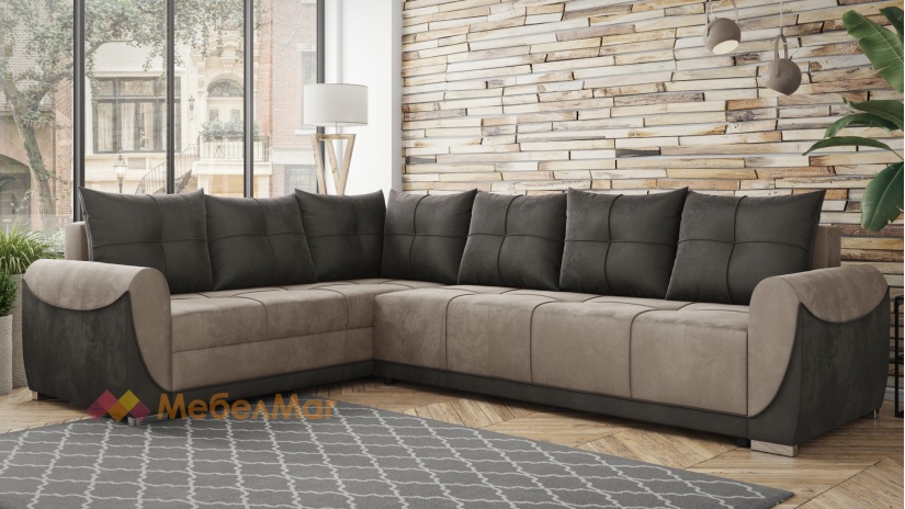 Ъглов диван Темпо с посока сив с графит - изглед 1