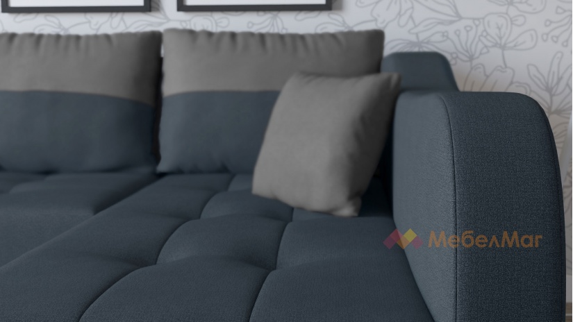 Ъглов диван Масина с посока син със сиво - изглед 2