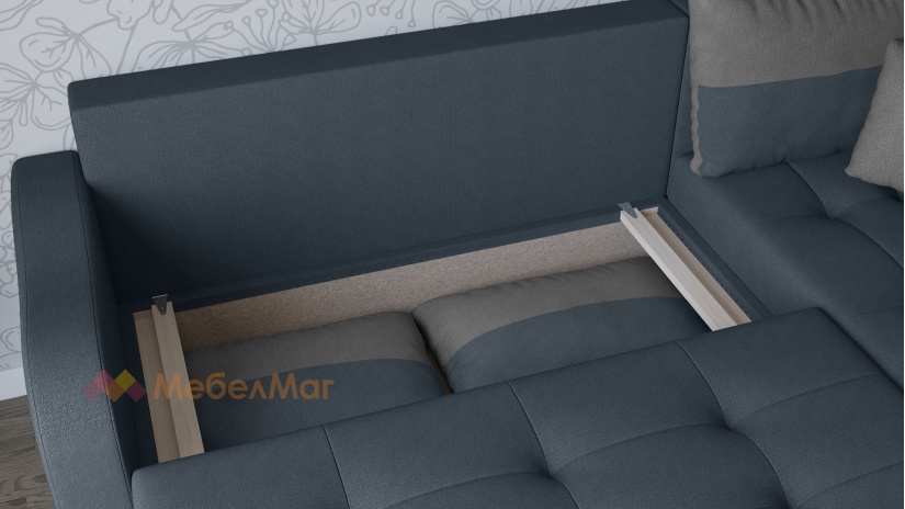 Ъглов диван Масина с посока син със сиво - изглед 3