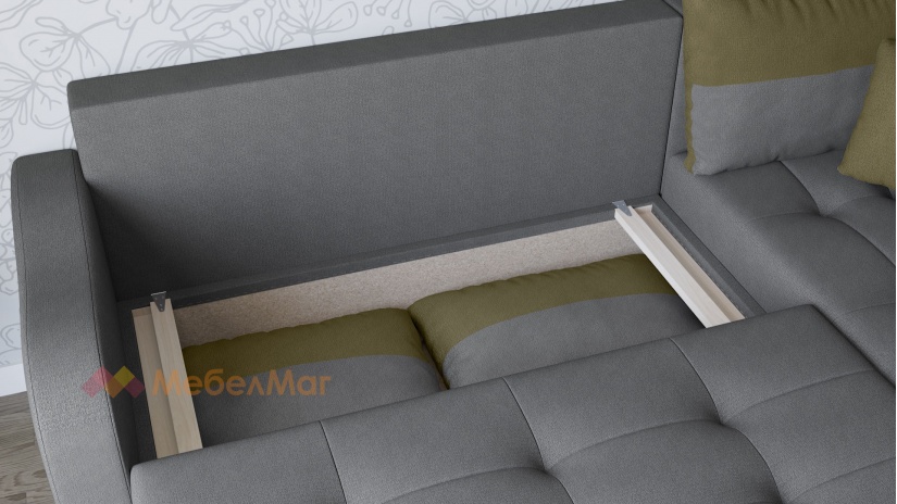 Ъглов диван Масина с посока сив със зелено - изглед 3