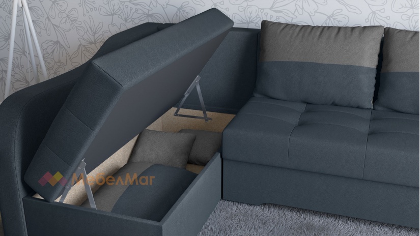 Ъглов диван Масина с посока син със сиво - изглед 4