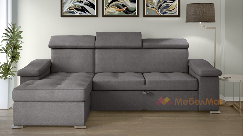 Ъглов диван Матео с посока сив - изглед 1
