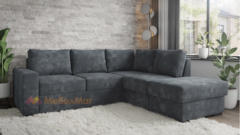 Ъглов диван Меган с посока сив - изглед 1