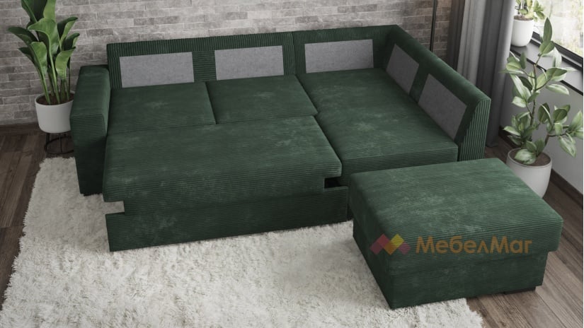 Ъглов диван Меган с посока зелен - изглед 4