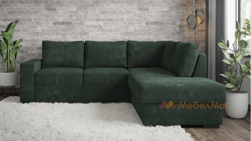 Ъглов диван Меган с посока зелен - изглед 2