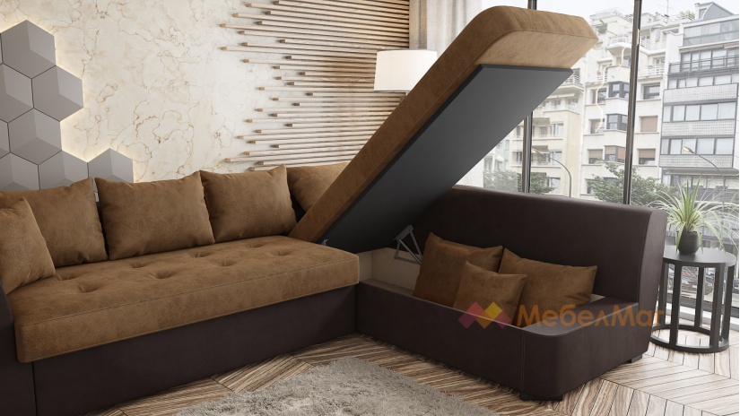 Ъглов диван Нюпорт с посока бежов с венге - изглед 4