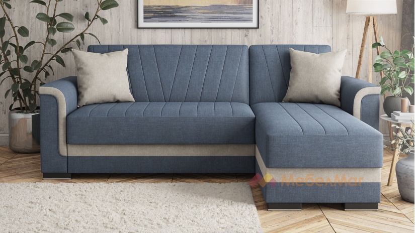 Ъглов диван Нютън универсален нейви със светло сиво - изглед 2