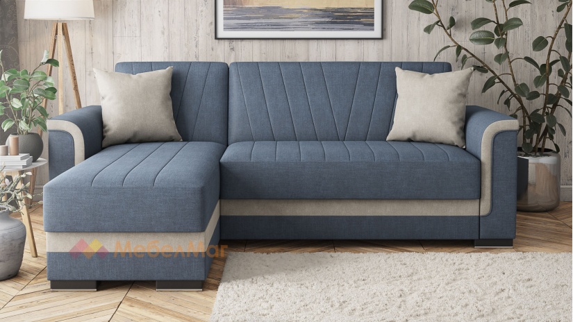 Ъглов диван Нютън универсален нейви със светло сиво - изглед 1