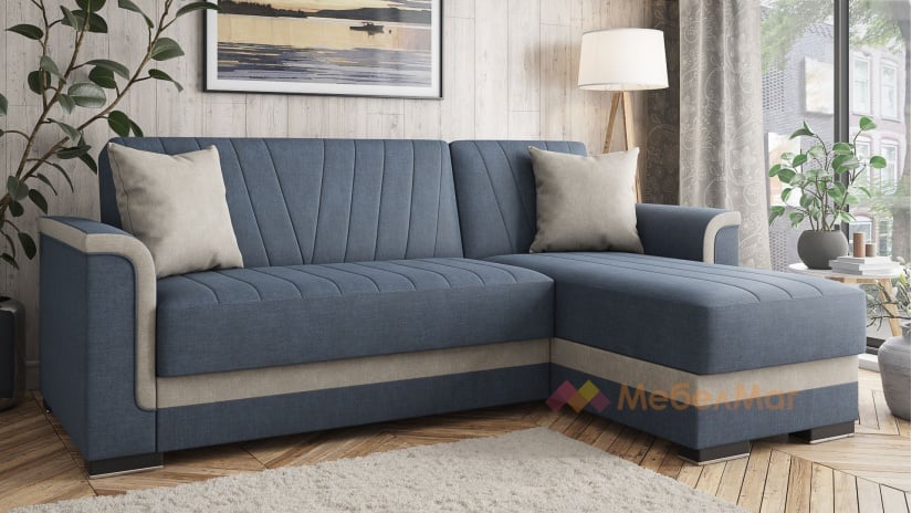 Ъглов диван Нютън универсален нейви със светло сиво - изглед 4