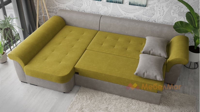 Ъглов диван Памела с посока зелен със сиво - изглед 4