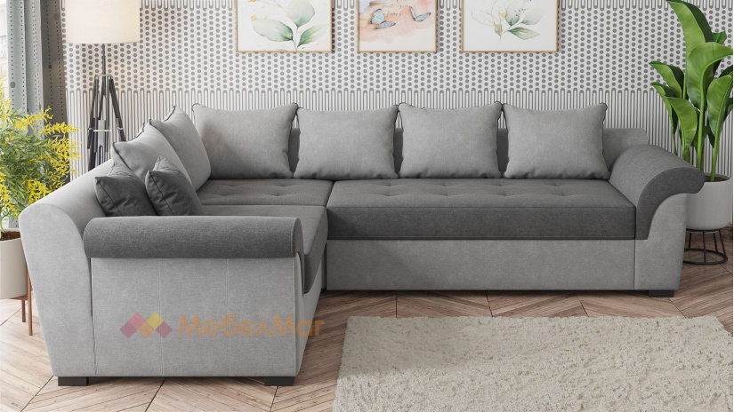 Ъглов диван Памела XL с посока графит със сиво - изглед 2
