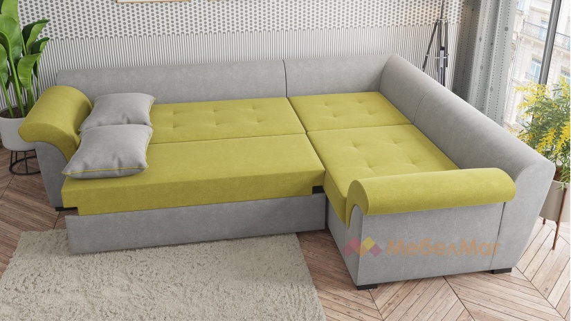 Ъглов диван Памела XL с посока зелен със сиво - изглед 5