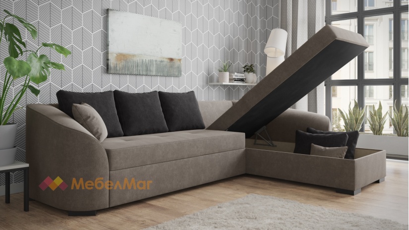 Ъглов диван Полина с посока графит със сиво - изглед 3