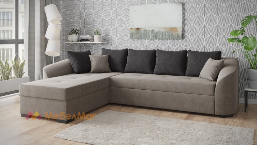 Ъглов диван Полина с посока графит със сиво - изглед 1