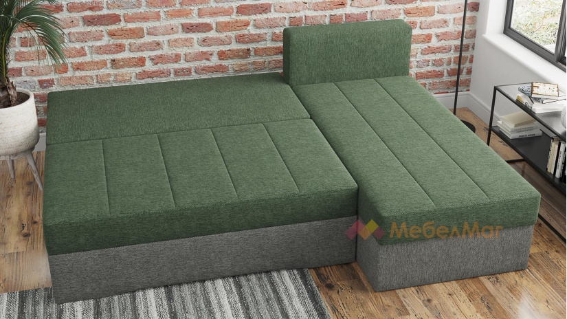 Ъглов диван Силви универсален зелен със сиво - изглед 4