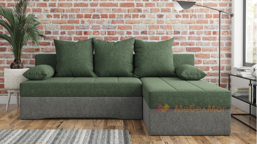 Ъглов диван Силви универсален зелен със сиво - изглед 2