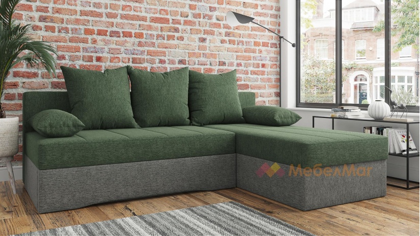 Ъглов диван Силви универсален зелен със сиво - изглед 1