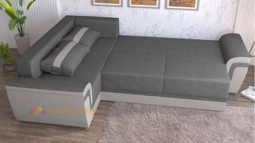 Ъглов диван Симона с посока сив със светло сиво - изглед 4