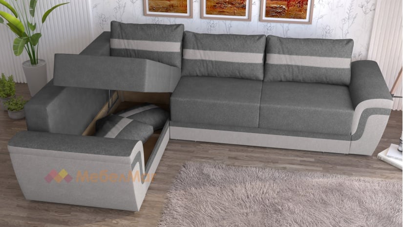 Ъглов диван Симона с посока сив със светло сиво - изглед 2
