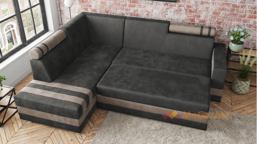 Ъглов диван Смарт с посока графит със сиво - изглед 4
