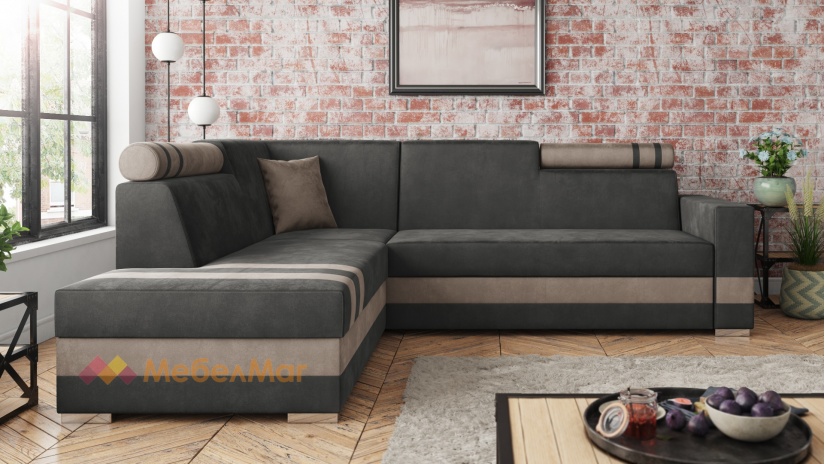 Ъглов диван Смарт с посока графит със сиво - изглед 2