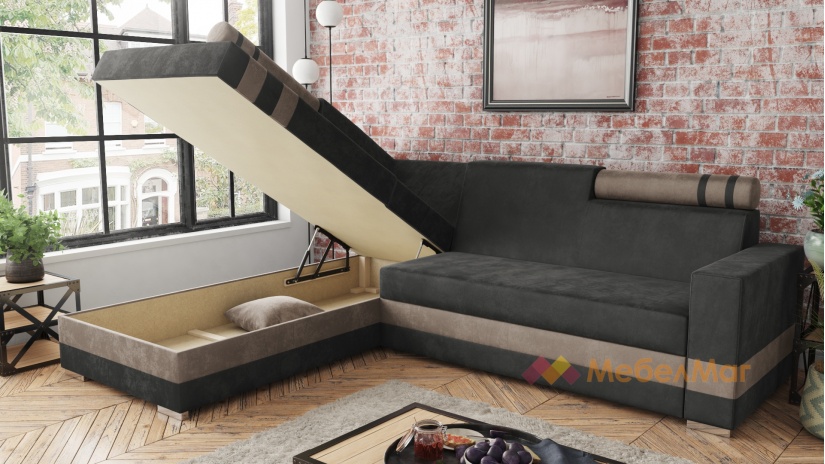 Ъглов диван Смарт с посока графит със сиво - изглед 3