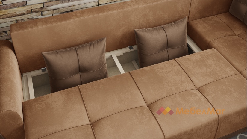 Ъглов диван Темпо с посока светло кафяв с кафяво - изглед 3