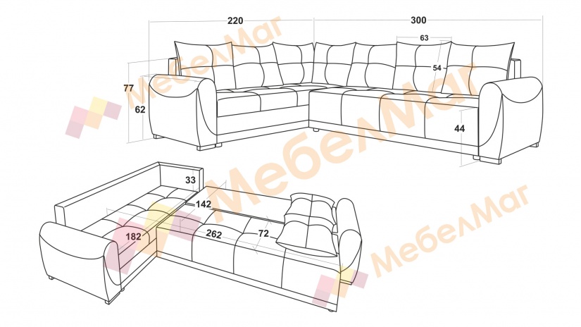 Ъглов диван Темпо с посока сив с графит - изглед 6