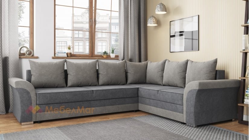 Ъглов диван Верона с посока графит със сиво - изглед 1