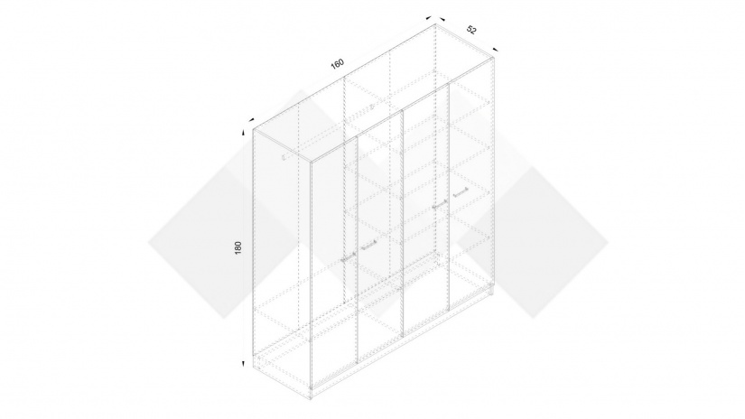 Гардероб Арго четирикрилни дъб сонома - изглед 3