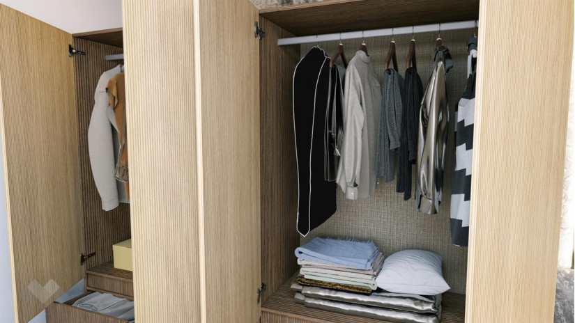 Гардероб Мирела четирикрилни дъб линеа с орех линеа - изглед 3