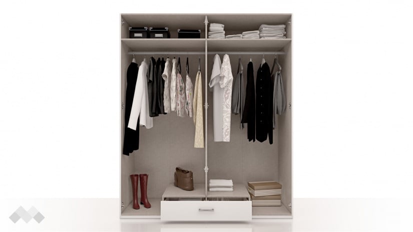 Гардероб Беатрис четирикрилни бял - изглед 2